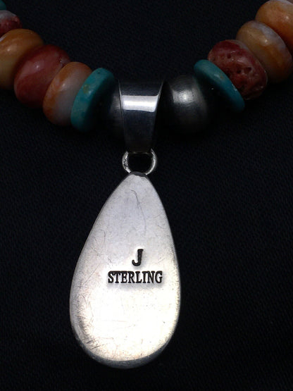 Spiny Oyster Pendant Turquoise Navajo Sterling Silver Necklace 19" 4522