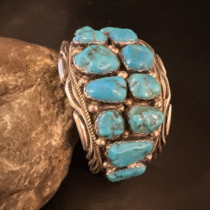 Sleeping  Beauty Kingman Turquoise Navajo Sterling Silver Cuff Bracelet 18138