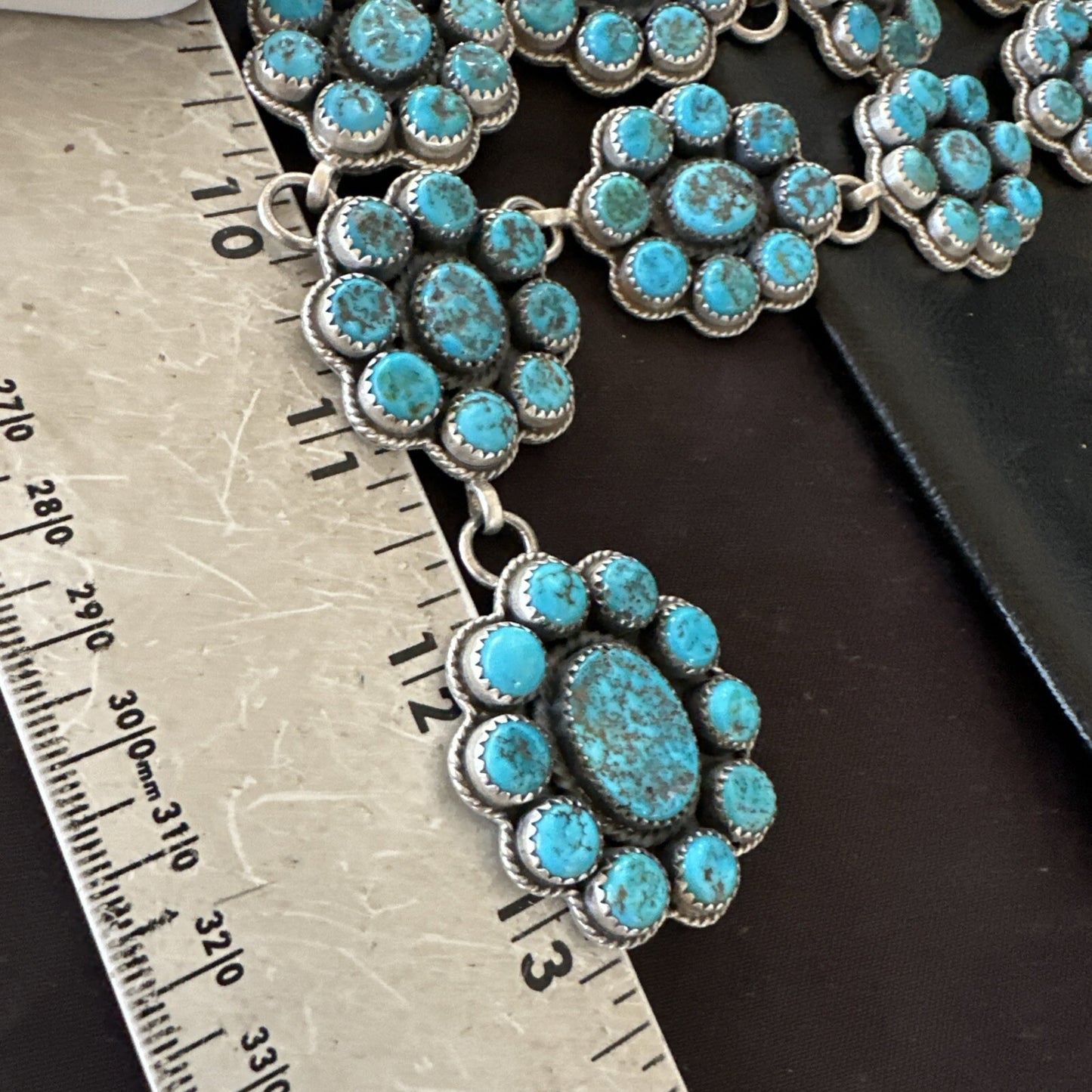 Cluster Lariat Blue Kingman Turquoise Necklace Pendant Navajo 30” 18795