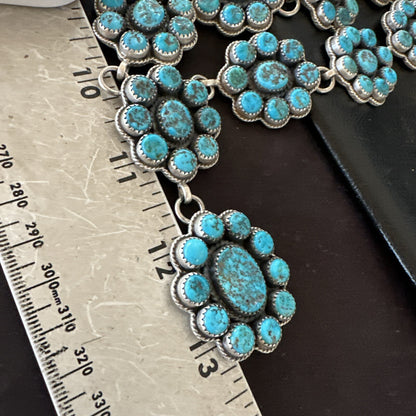 Cluster Lariat Blue Kingman Turquoise Necklace Pendant Navajo 30” 18795