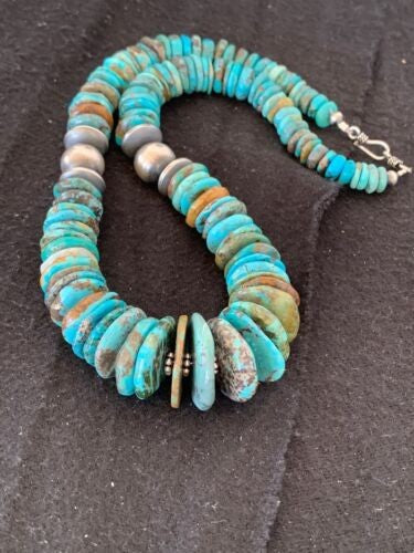 Navajo Graduated Turquoise Necklace Sterling Silver 18" 4242