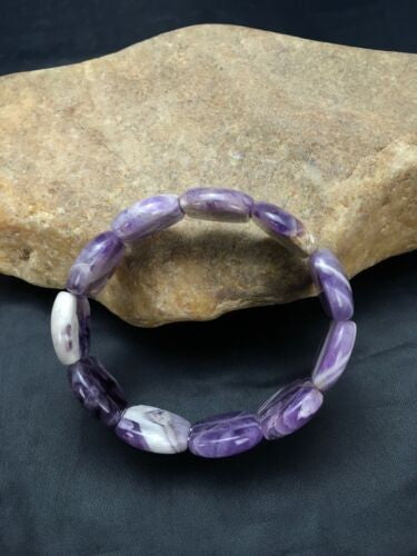 Native American Purple Charoite Stretch Bracelet 7.25" Adjustable 3019
