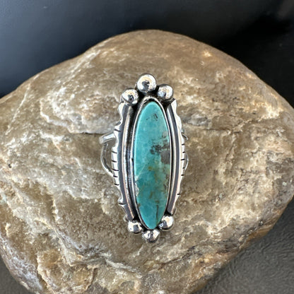 Blue Kingman Turquoise Native American Navajo Sterling Silver Ring Size 7 18629