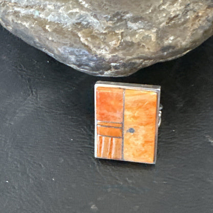 Women Orange Spiny Oyster Navajo Sterling Silver Ring Sz 6.5 17797