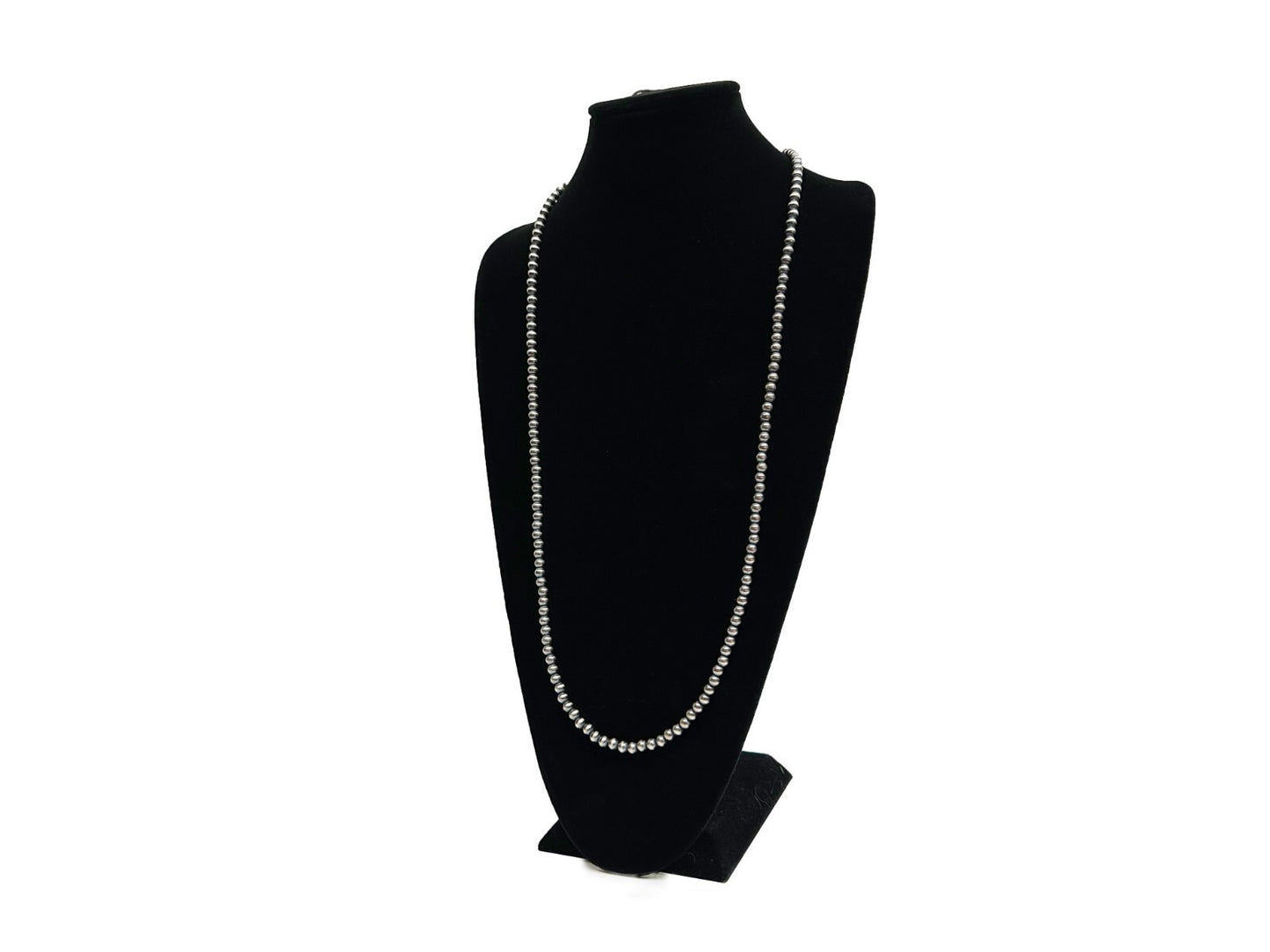 Native American 6mm Sterling Silver Navajo Pearls 36" Single Strand Necklace