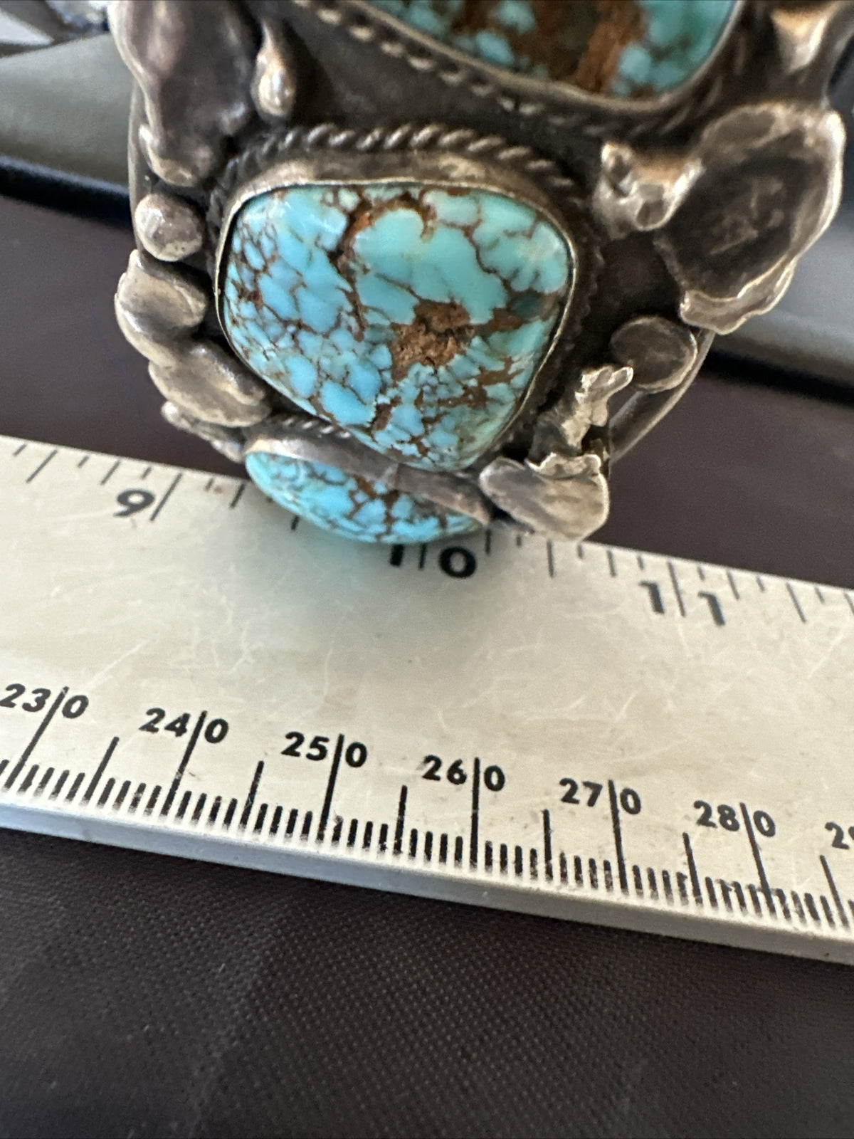 XL Blue Kingman Turquoise Old Pawn 5S Navajo Sterling Silver Cuff Bracelet 18144