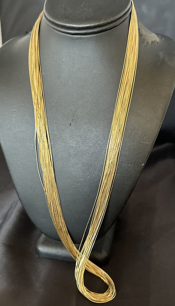 Gold Filled Heishi Tubes 30 Strand Liquid Necklace 28" | Sterling Silver | Authentic Native American Handmade | 18057