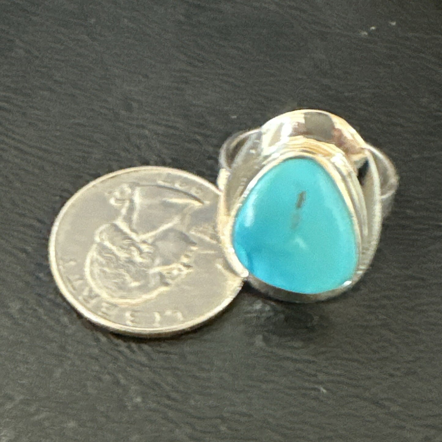 WoMens Sterling Silver Robin Egg Blue Kingman Turquoise Ring Size 9 17734