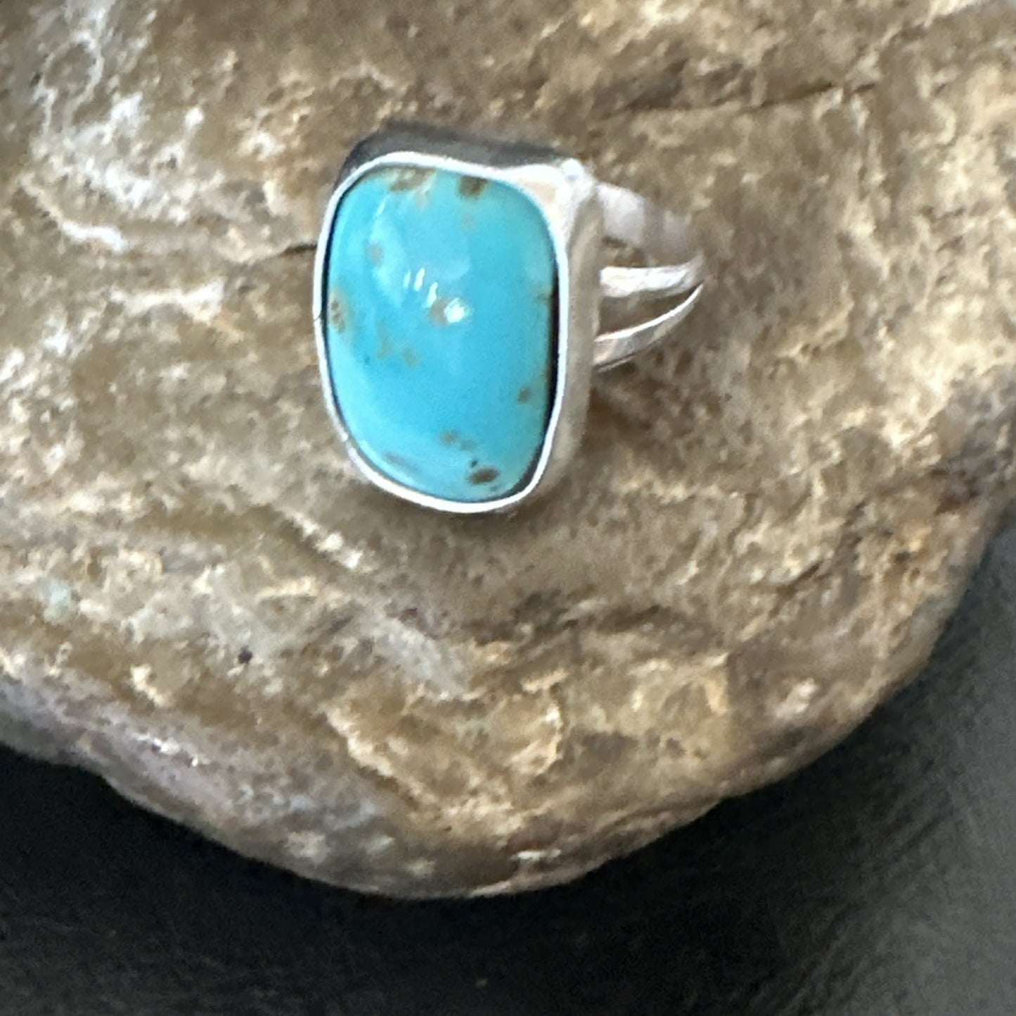 Men Women Blue Kingman Turquoise Navajo Sterling Silver Ring Size 9.5 19333