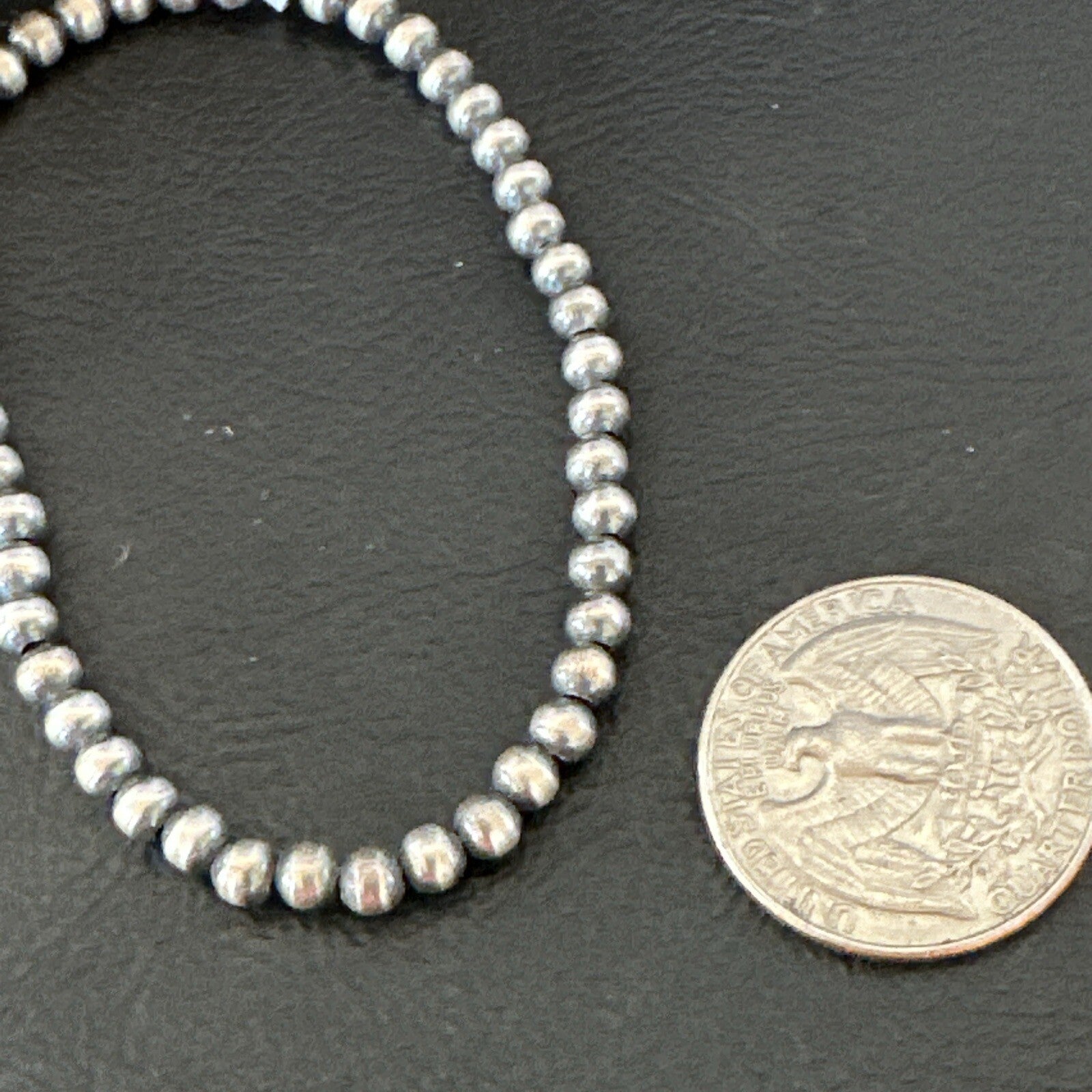 Stretch Navajo 4mm Beads 7” Sterling Silver Bracelet 90402