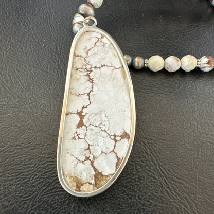 Mens Womens Wild Horse Turquoise Pendant Navajo Sterling Silver Necklace 19572