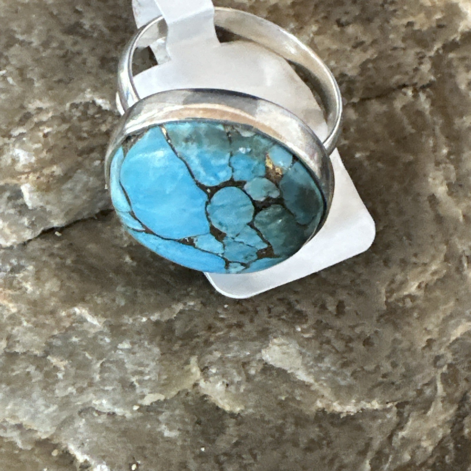Blue Turquoise#8 Southwestern Sterling Silver Ring Size 7 19740