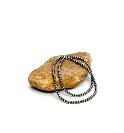 Native American 7mm Sterling Silver Navajo Pearls 30" Single Strand Necklace