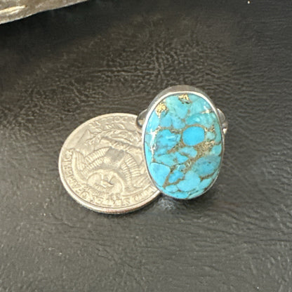 Mohave Native Navajo Sterling Silver Blue Turquoise Ring Sz 7 18242