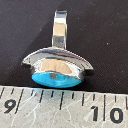 Southwestern Sterling Silver Blue Kingman Turquoise Ring Size 8 18516