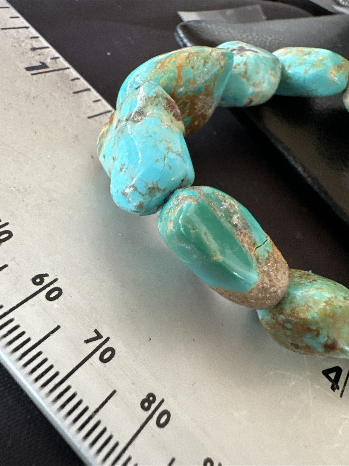 Mens Womens Blue Turquoise Stretch Stone Friendship Bracelet 7" 18866