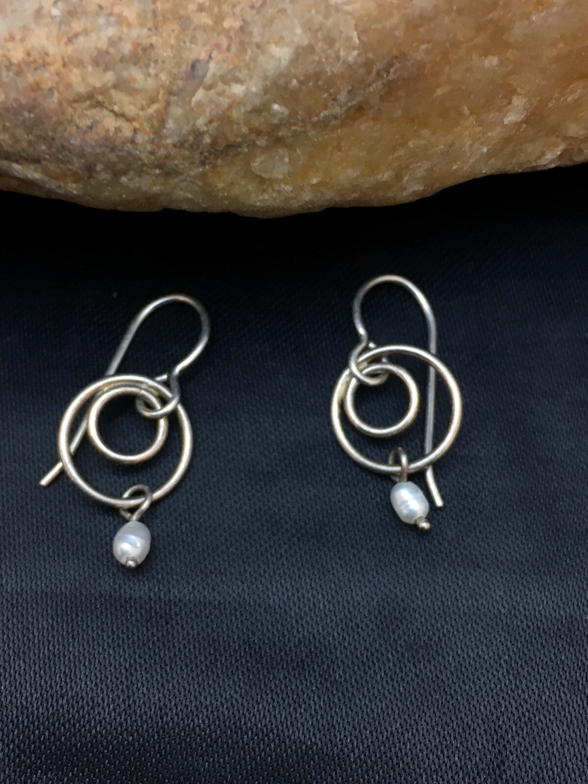 Native Navajo Sterling Silver Turquoise Bead Dangle Bear Paw Earrings 08785
