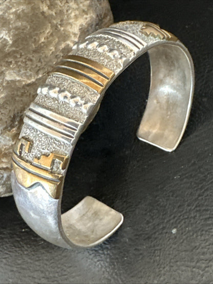 Gold filled Navajo Womens Sterling Silver Cuff Bracelet 6.75" 19700