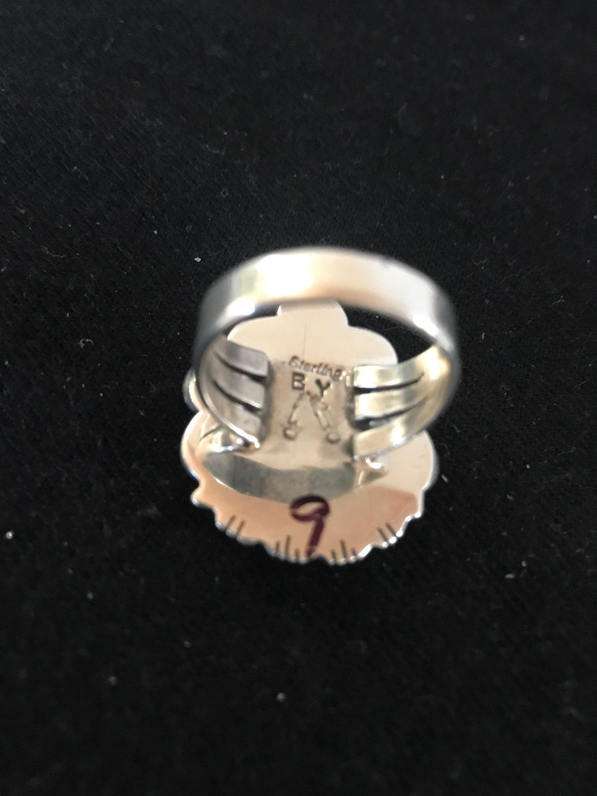 Kingman Turquoise Navajo Sterling Silver Ring Size 9 08240