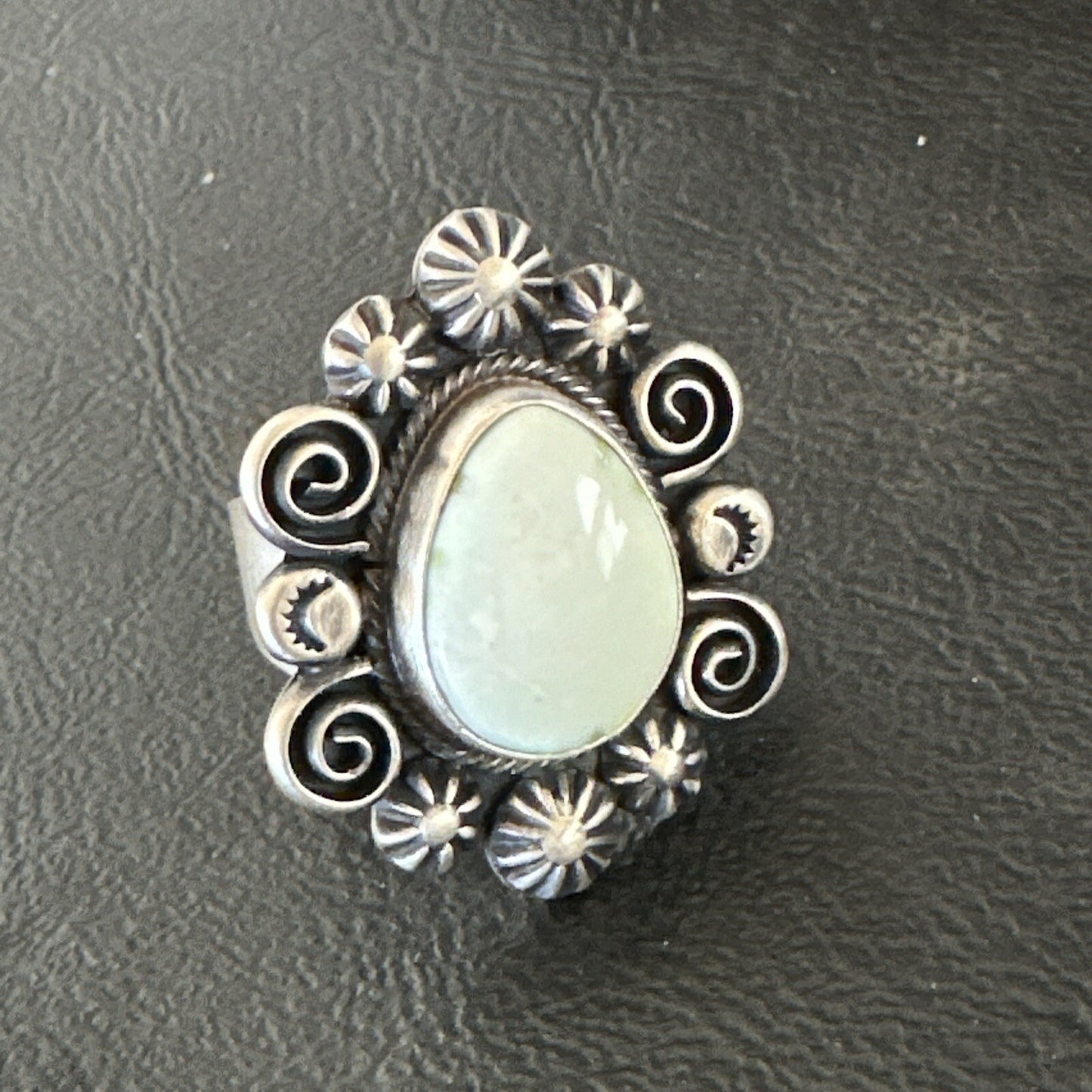Women Blue Dry Creek Turquoise Navajo Sterling Silver Ring Sz 9 17773