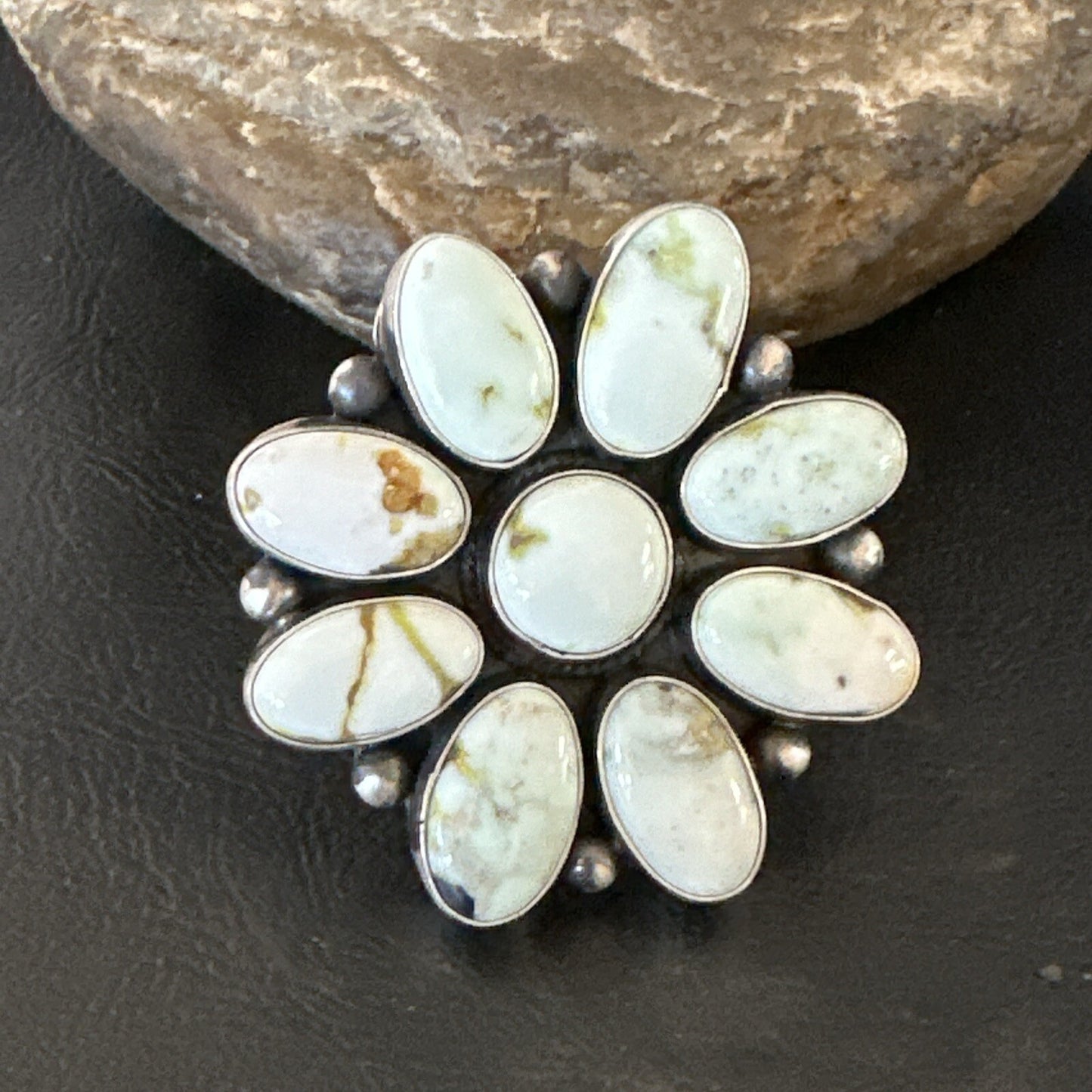 Women Blue Dry Creek Turquoise Cluster Navajo Sterling Silver Ring Sz 9 17772