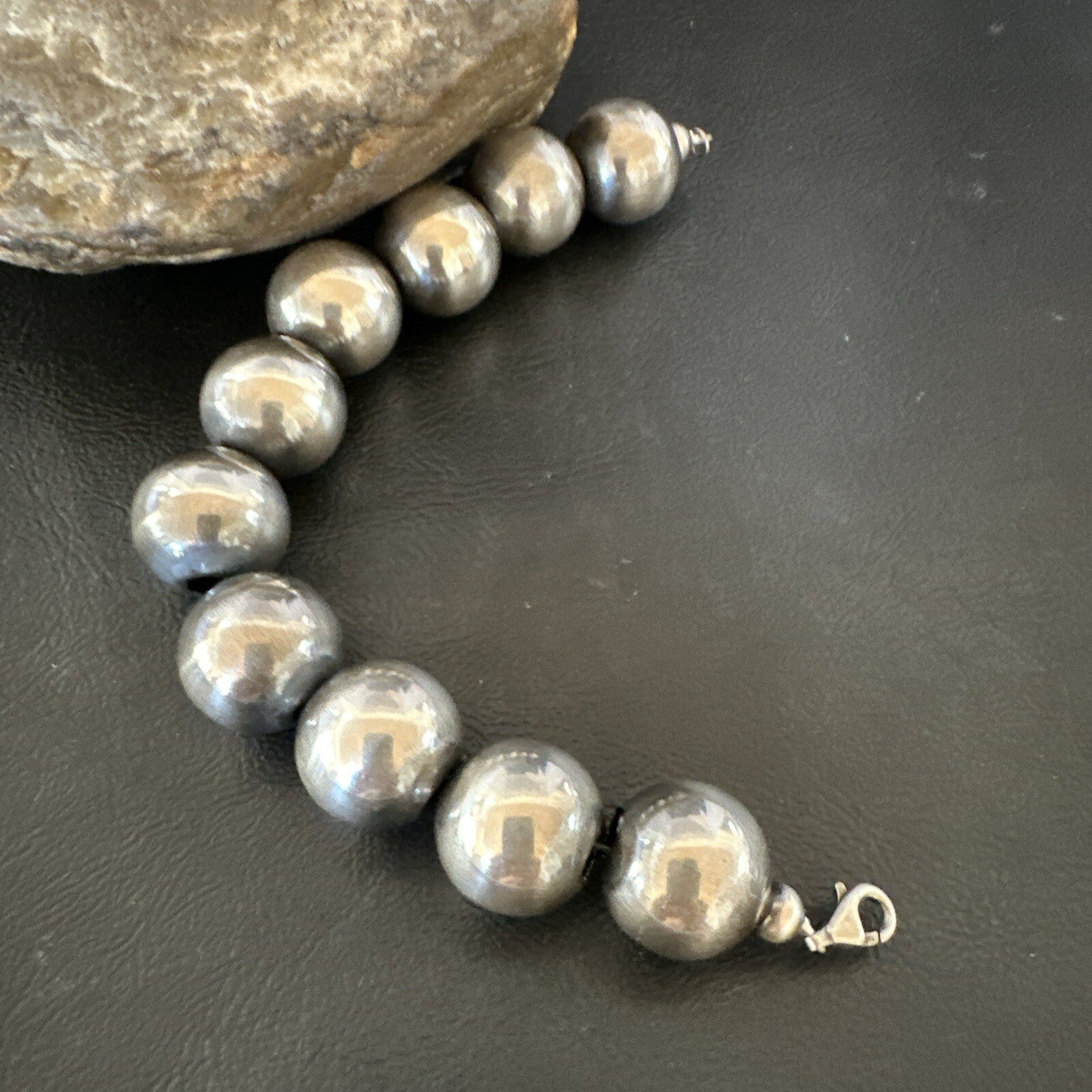 18mm Round Beads 7.5” Sterling Silver Beads Bracelet 91807