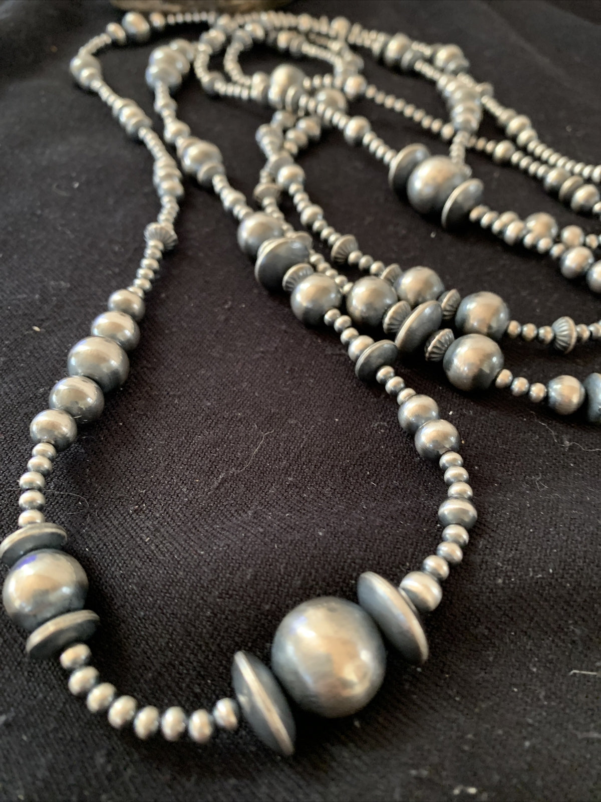 Native American Sterling Silver Navajo Mixed Beads 96" Necklace 92336