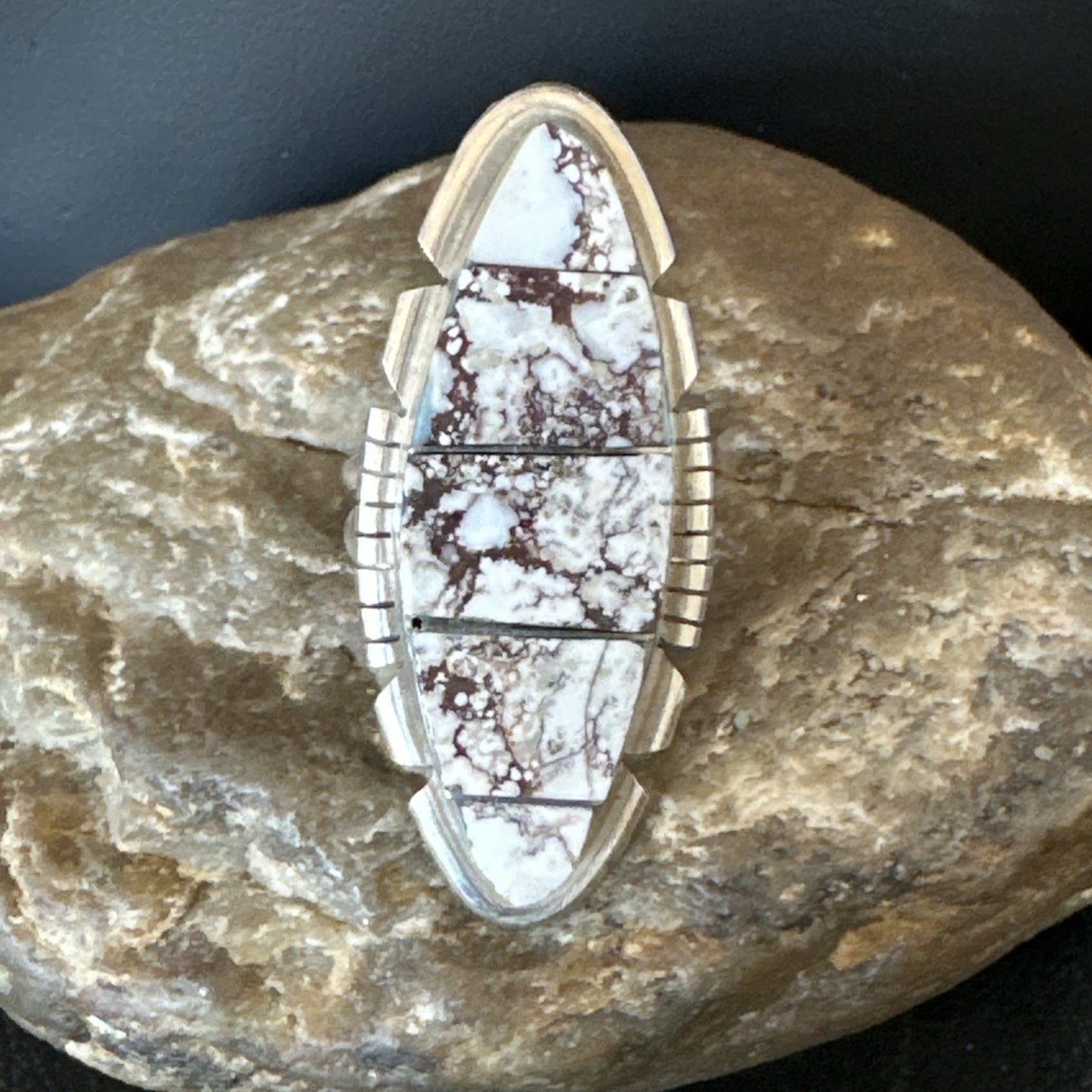 Mens Womens Wild Horse Turquoise Inlay Navajo Sterling Silver Ring Sz 9 19110