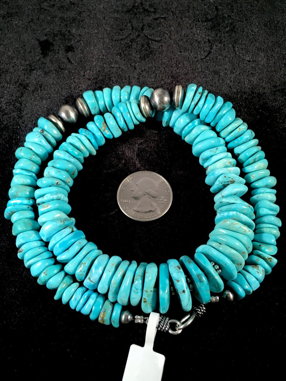 Native American Navajo Blue Turquoise Sterling Silver Necklace 21" 10078
