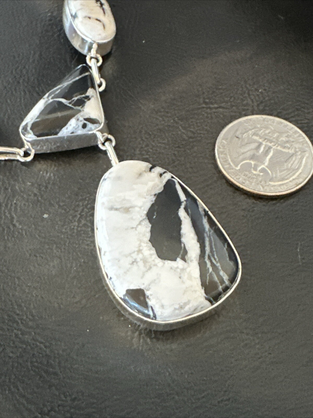 Women White Buffalo Turquoise Lariat Necklace Pendant Sterling Silver 18” 18413
