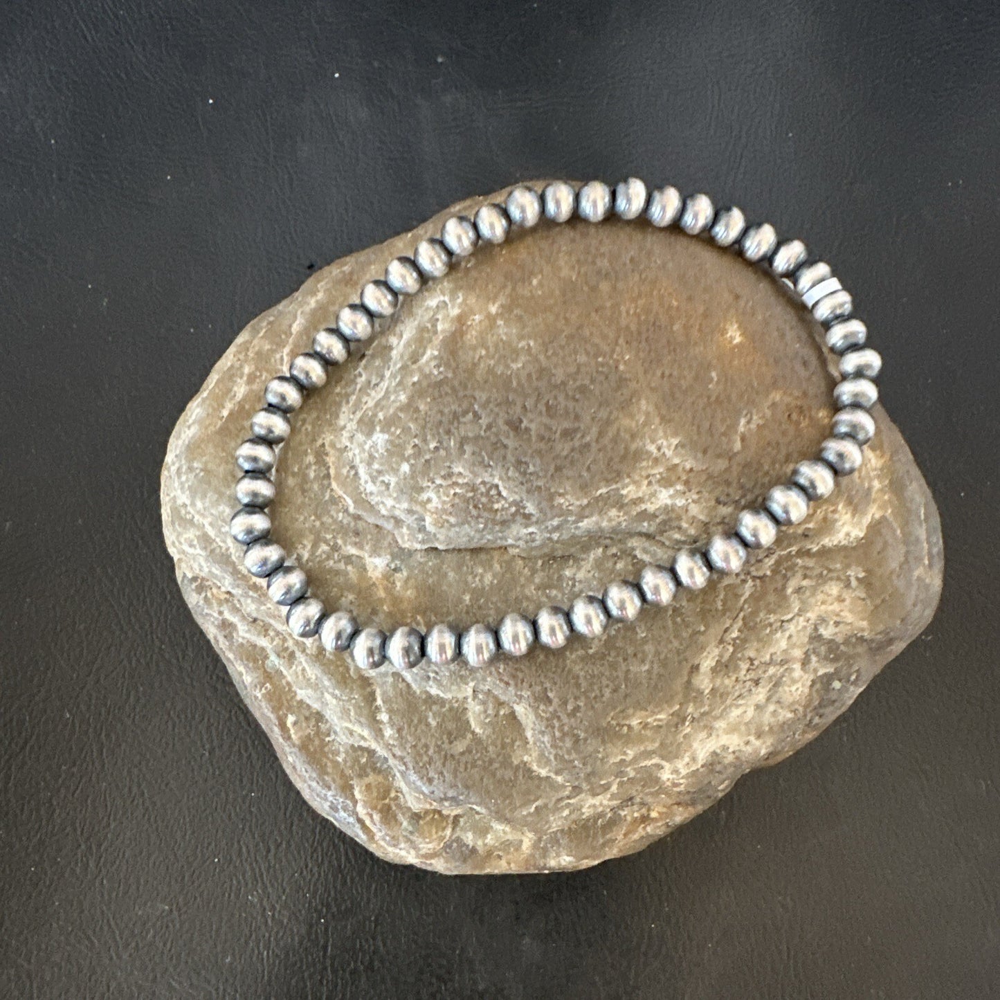 Stretch Navajo 5mm Beads 7” Sterling Silver Bracelet 90502
