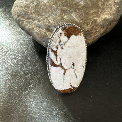 Native American Wild Horse Turquoise Navajo Sterling Silver Ring Size 9.5 19775