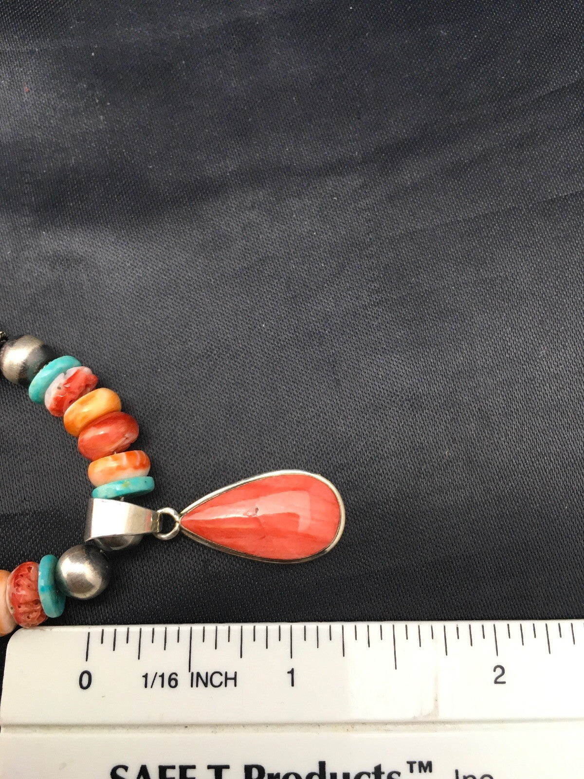 Spiny Oyster Pendant Turquoise Navajo Sterling Silver Necklace 19" 4522