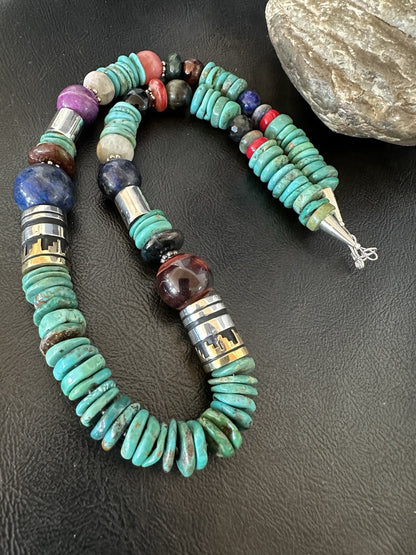 Tommy Rosita Singer T R Sterling Silver Blue Turquoise Bead Necklace 21 in 19412