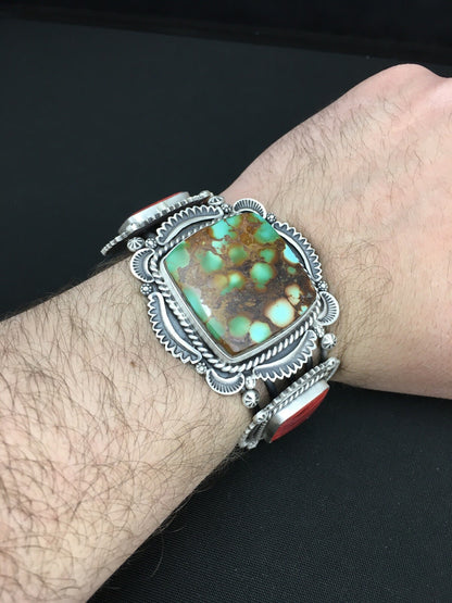 Royston Turquoise Spiny Oyster Navajo Sterling Silver Bracelet 1129