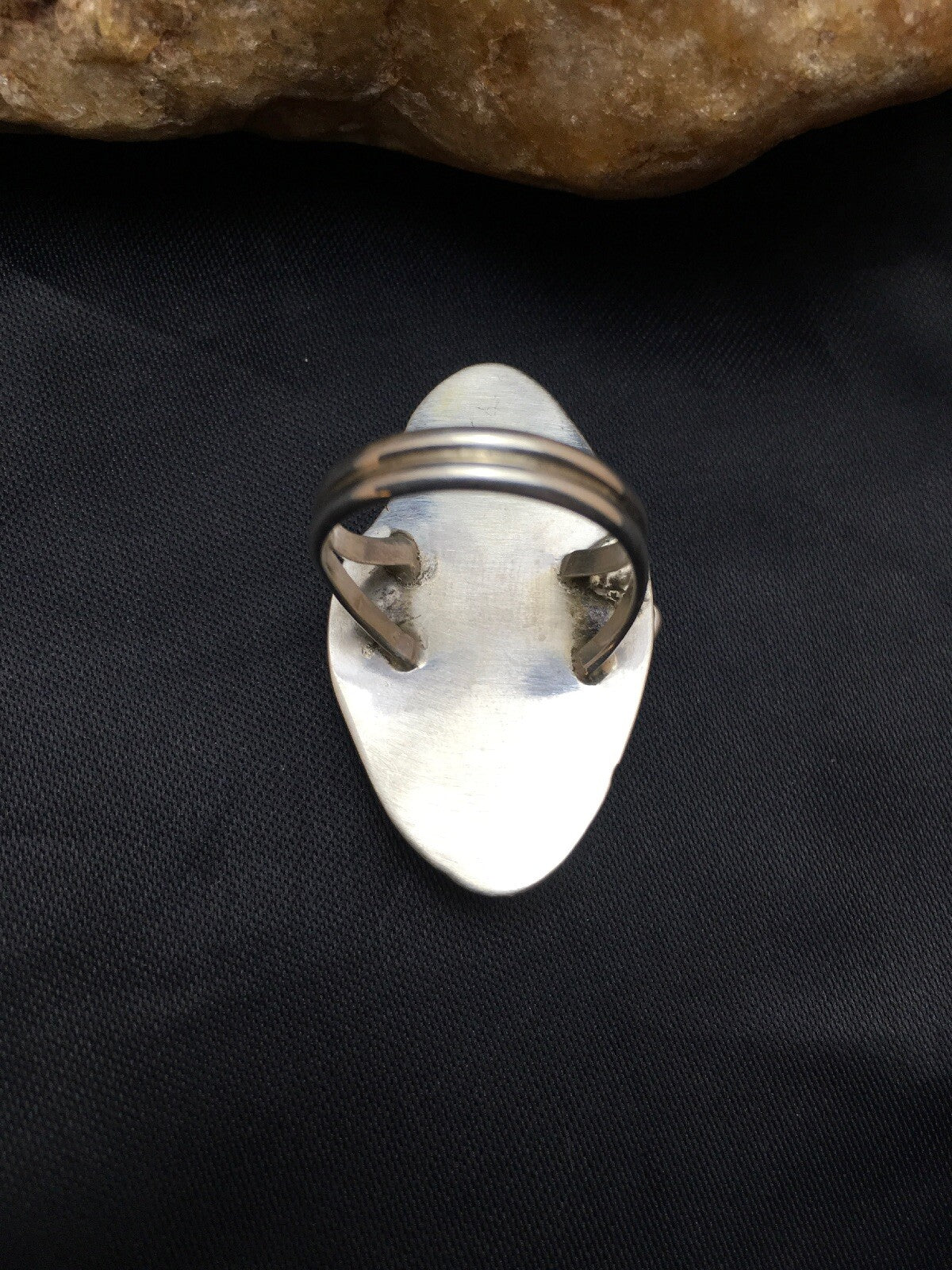 Blue Turquoise Navajo Sterling Silver Ring Size 7.25 02510