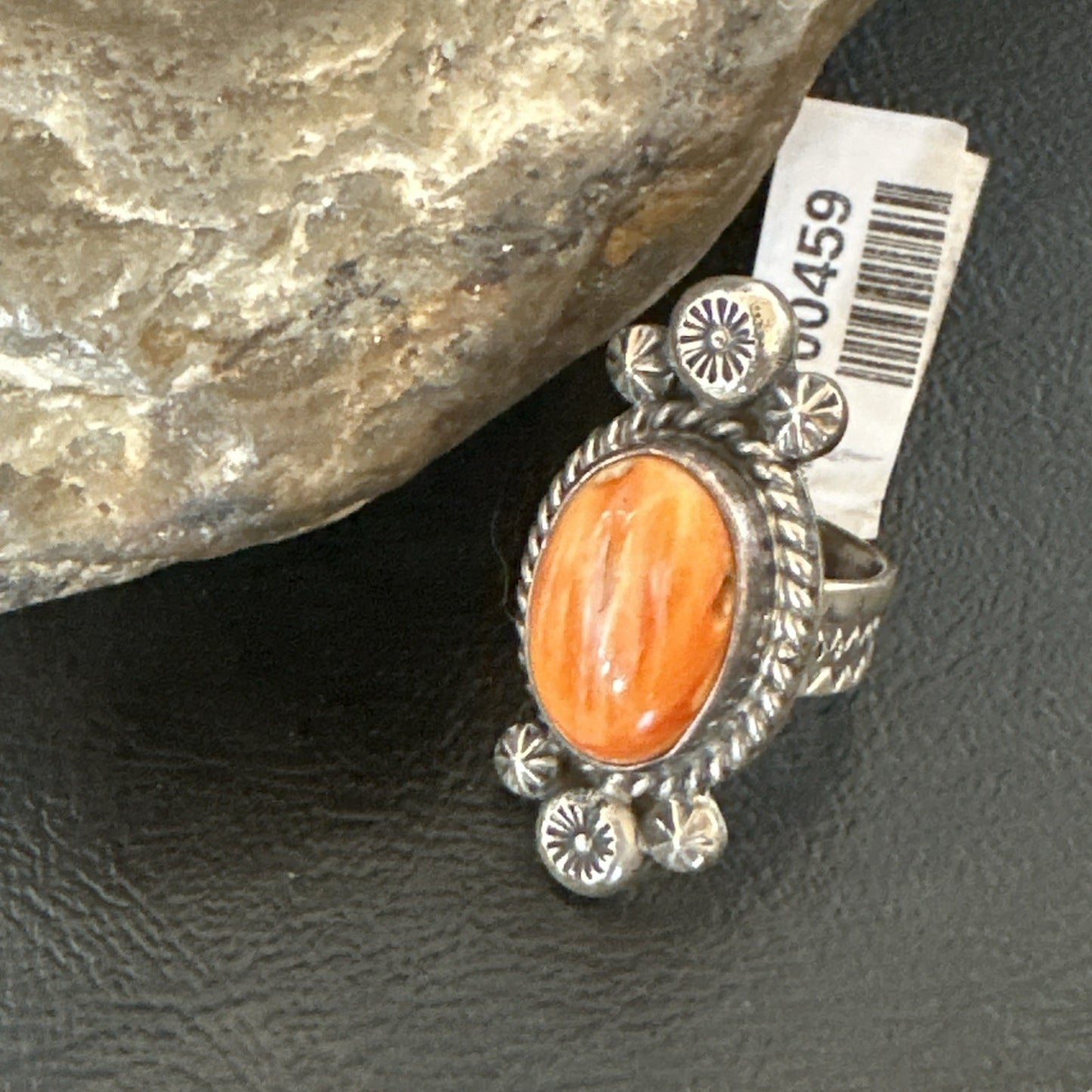 Orange Spiny Oyster Navajo Sterling Silver Ring Native American Size 6 00459
