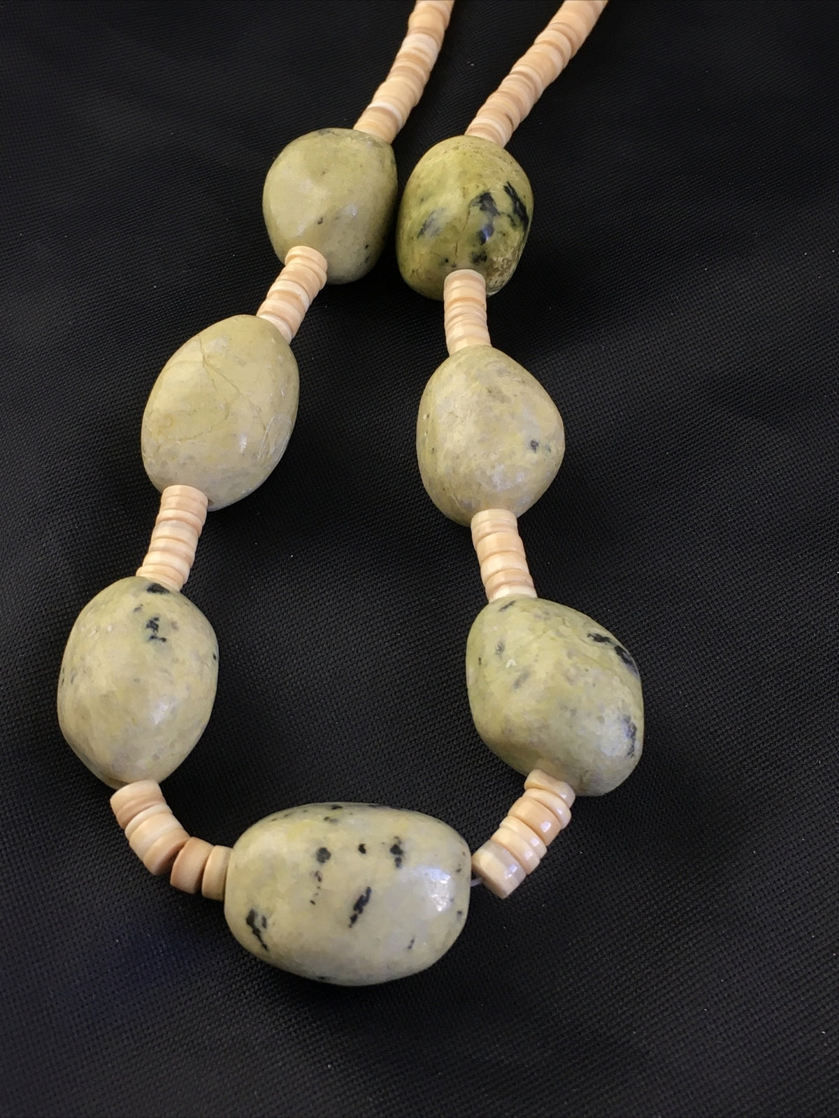 Chunky er Navajo Sterling Silver Jasper Shell Beads Necklace 17" 10247