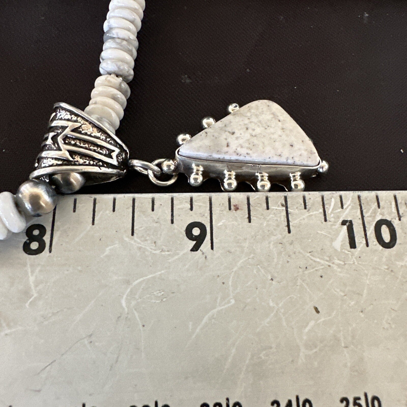 White Buffalo Turquoise Pendant Navajo Pearls Sterling Silver Necklace 22" 18257