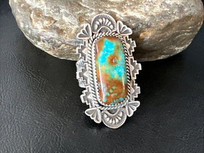 Navajo Sterling Silver Green Turquoise Ring Size 11.5 19615