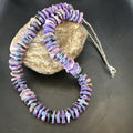 Purple Charoite Blue Turquoise Navajo Necklace 23" | Sterling Silver | Authentic Native American Handmade | 18053