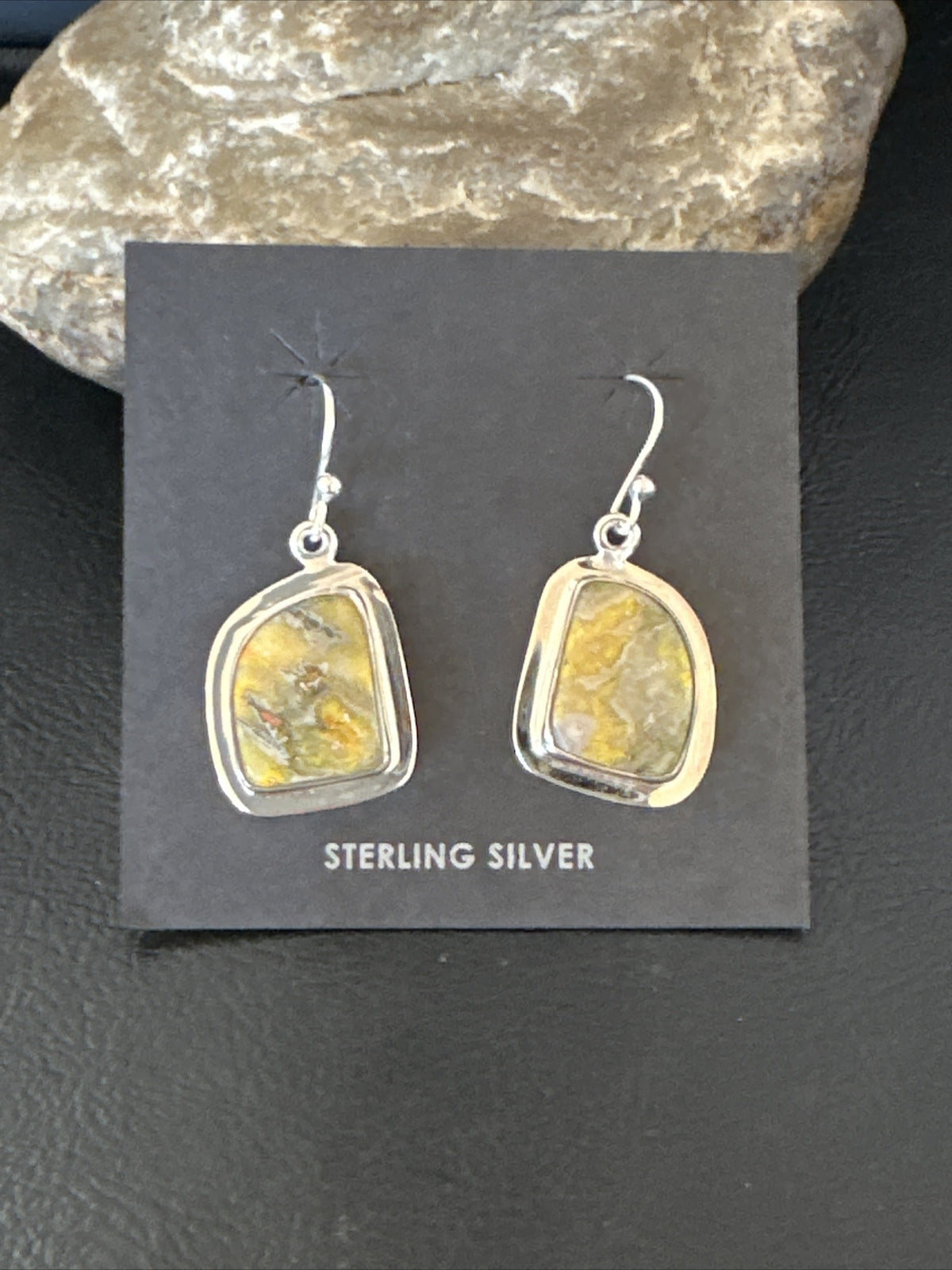 Womens Bumblebee Jasper Navajo Sterling Silver Earrings 15833