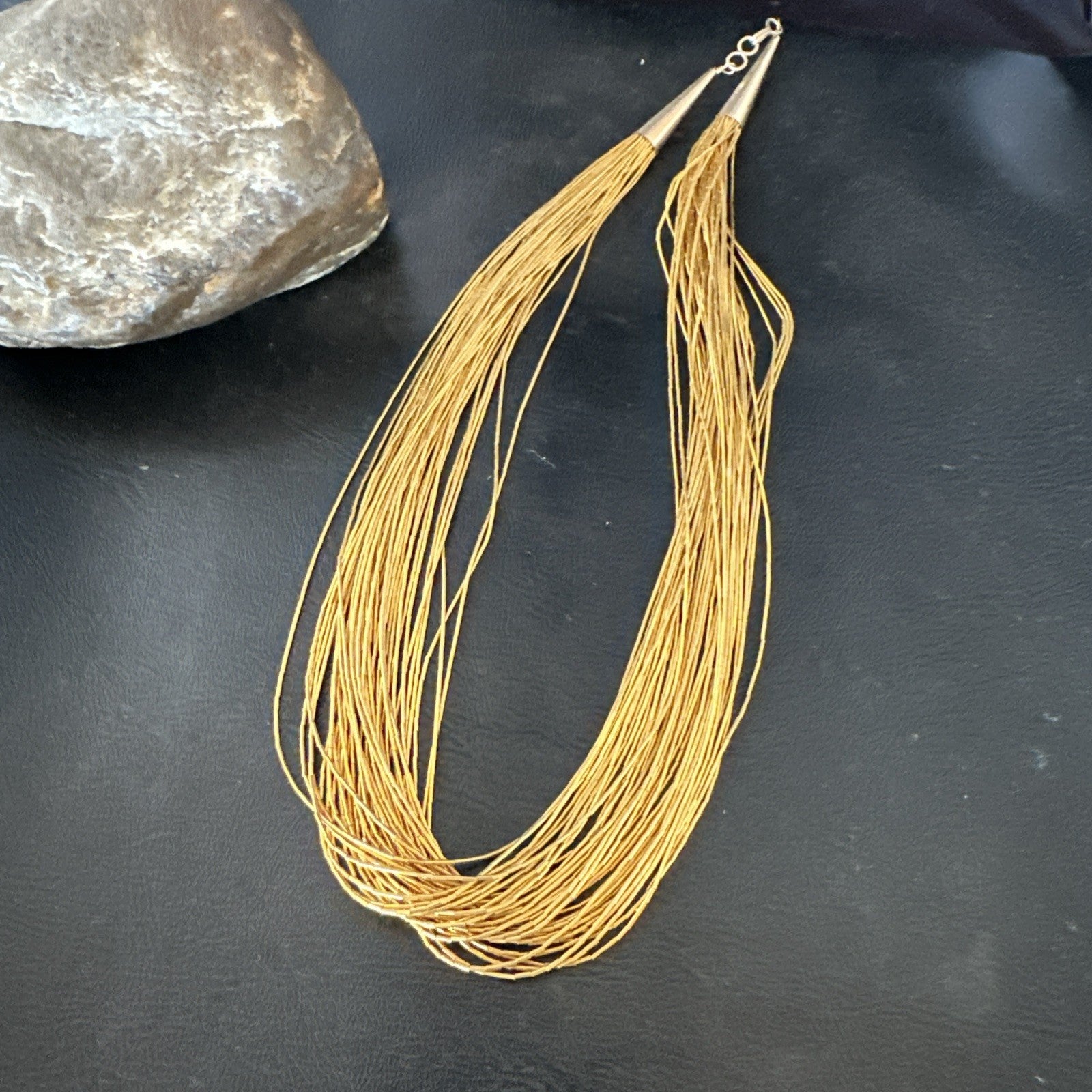 Gold Filled Heishi Tubes 40 Strand 18” Liquid Sterling Silver Necklace 19360