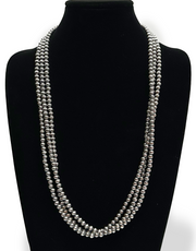 6mm Navajo Pearls 96"Single Strand Necklace | Sterling Silver | Authentic Native American Handmade