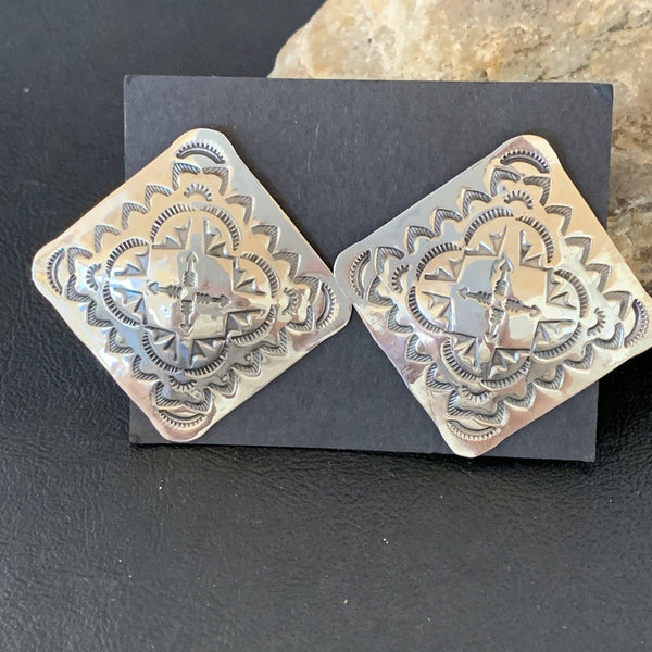 Women's Navajo Earrings 01666N | Sterling Silver | Authentic Native American Handmade