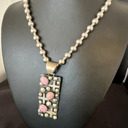 Navajo Pearls Pink Conch Necklace Pendant 19” Native American 15908