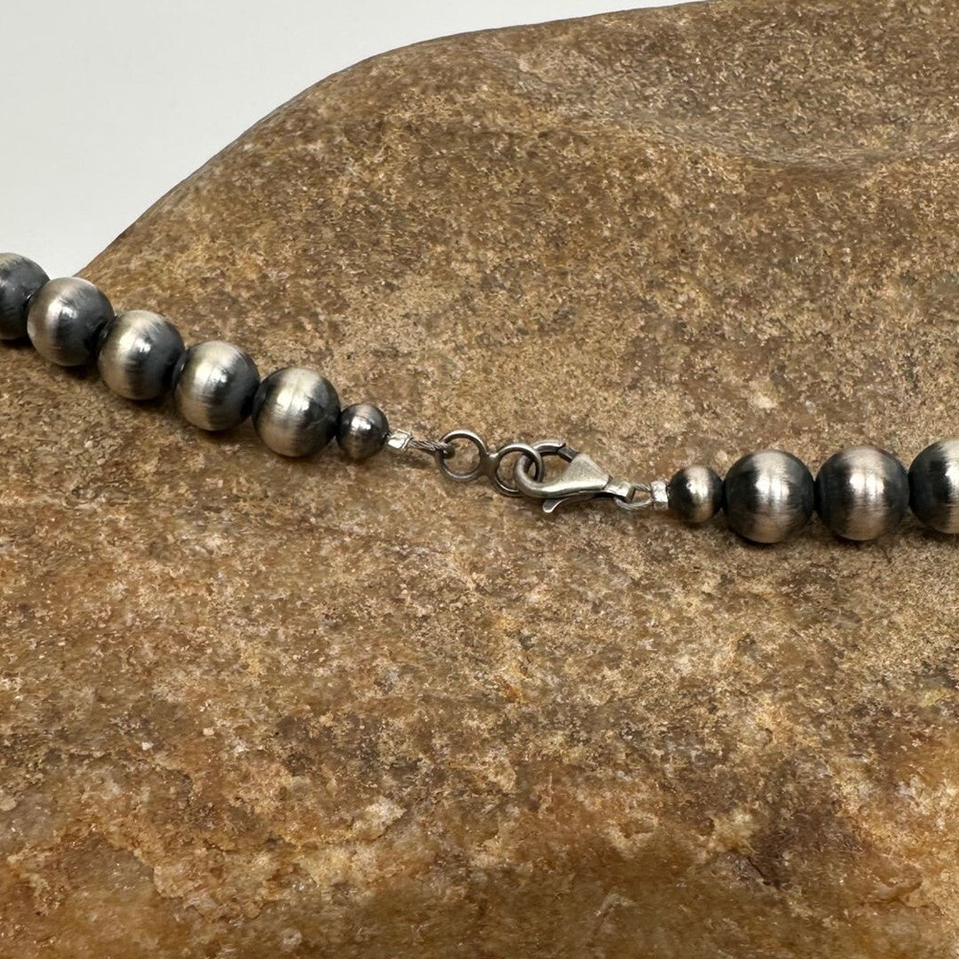 Native American 8mm Sterling Silver Navajo Pearls 51" Single Strand Necklace