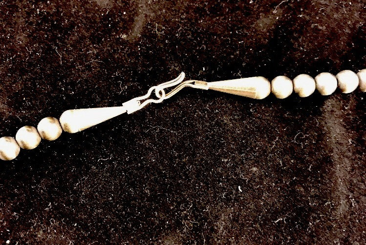 3mm Sterling Silver Navajo Pearls 20" Hook Eye Cone Necklace