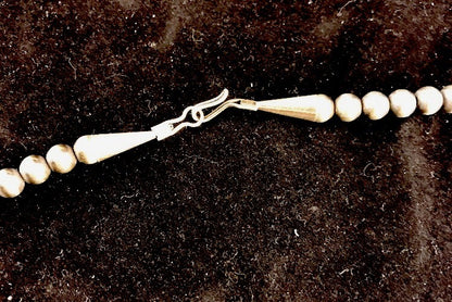 3mm Sterling Silver Navajo Pearls 20" Hook Eye Cone Necklace
