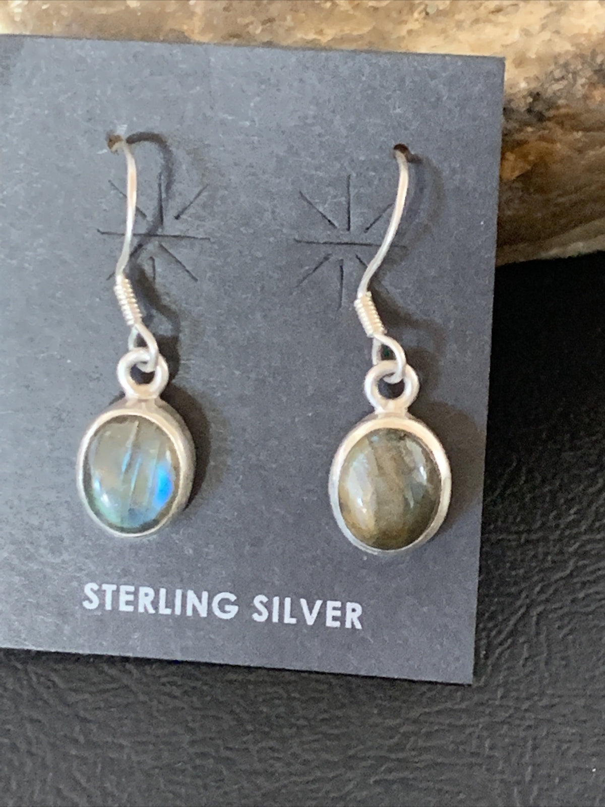 Native American Navajo Blue Labradorite Sterling Silver Dangle Earrings 13069